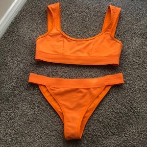 Frankie’s bikinis orange drew top swimsuit